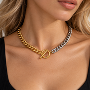 Doppio Two-Tone Cuban Necklace