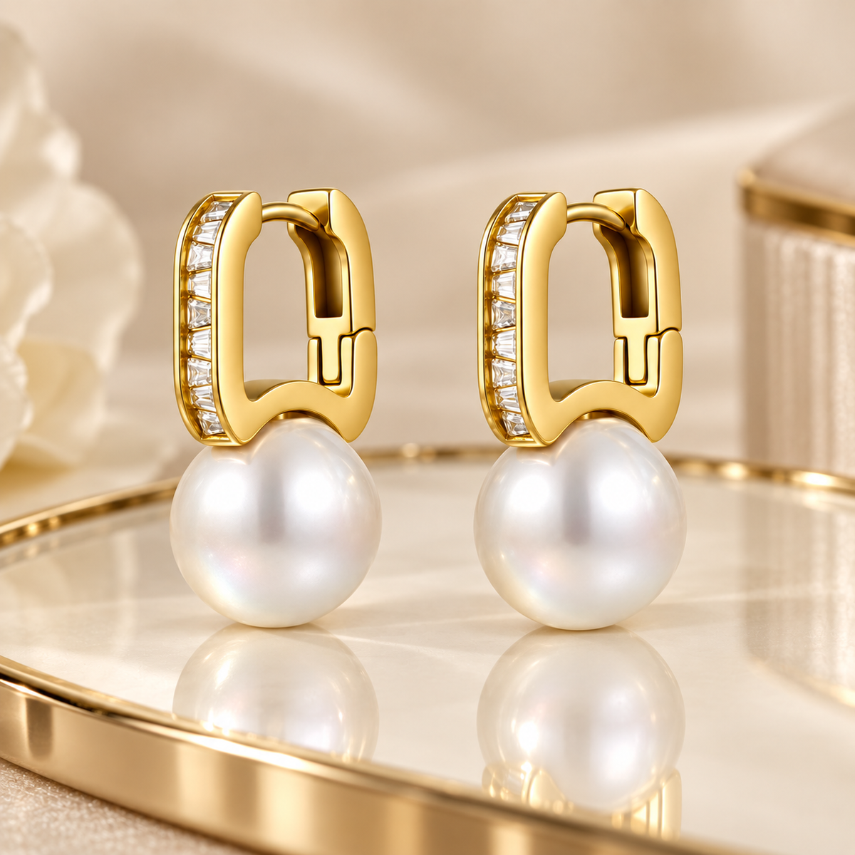 Pearl Huggie Earrings