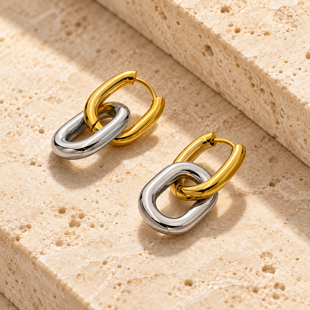 Vittoria Two-Tone Link Hoop Earrings