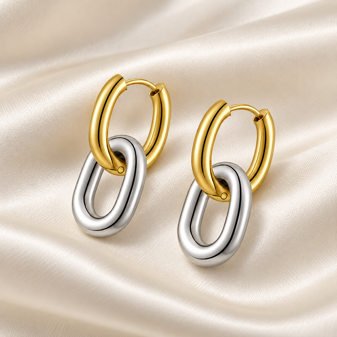 Vittoria Two-Tone Link Hoop Earrings