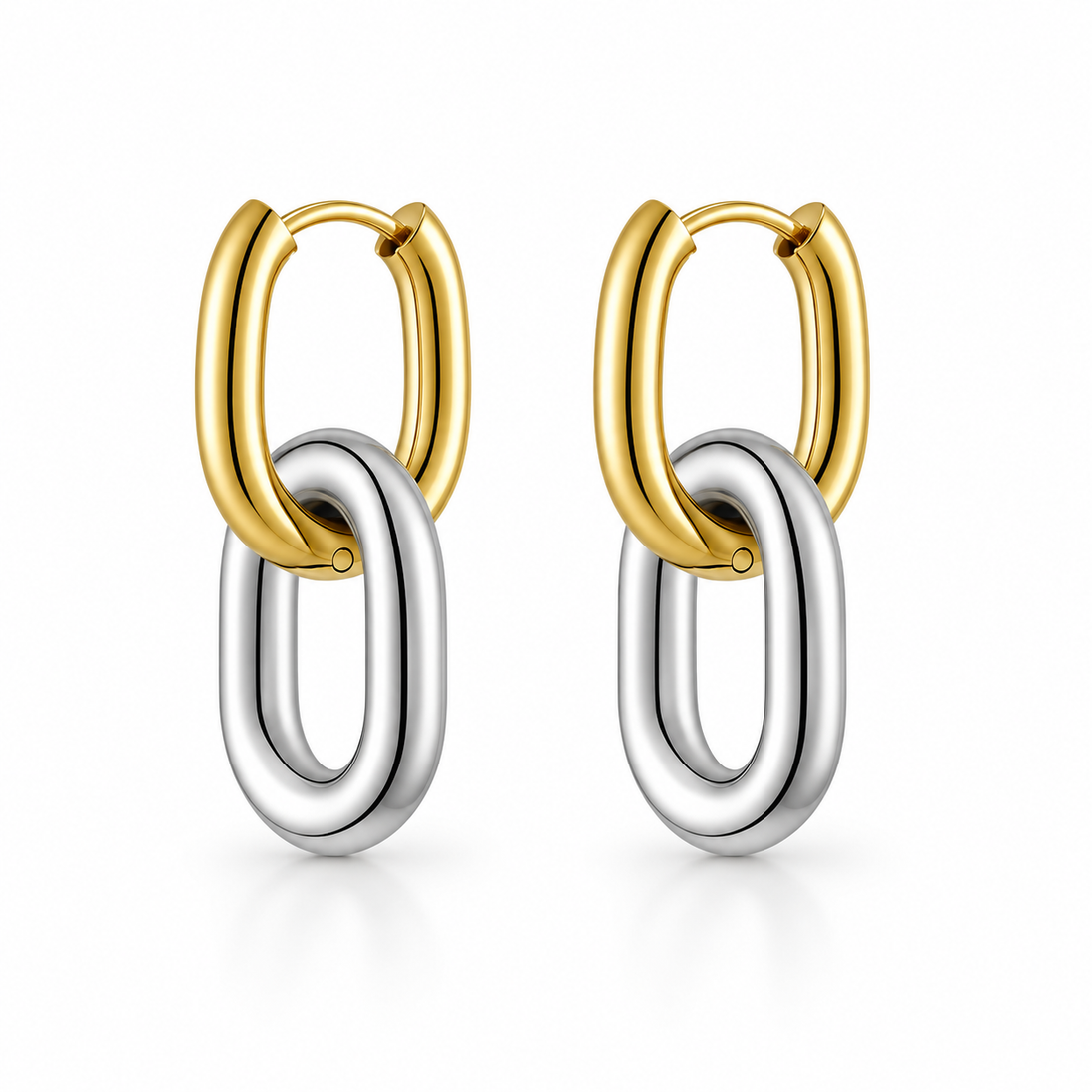 Vittoria Two-Tone Link Hoop Earrings