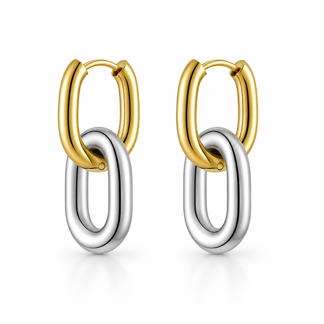 Vittoria Two-Tone Link Hoop Earrings