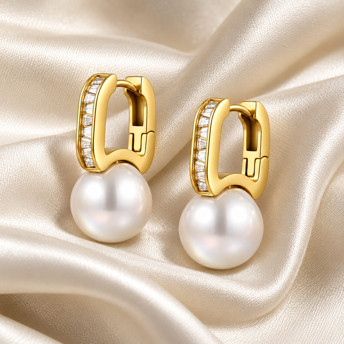 Pearl Huggie Earrings