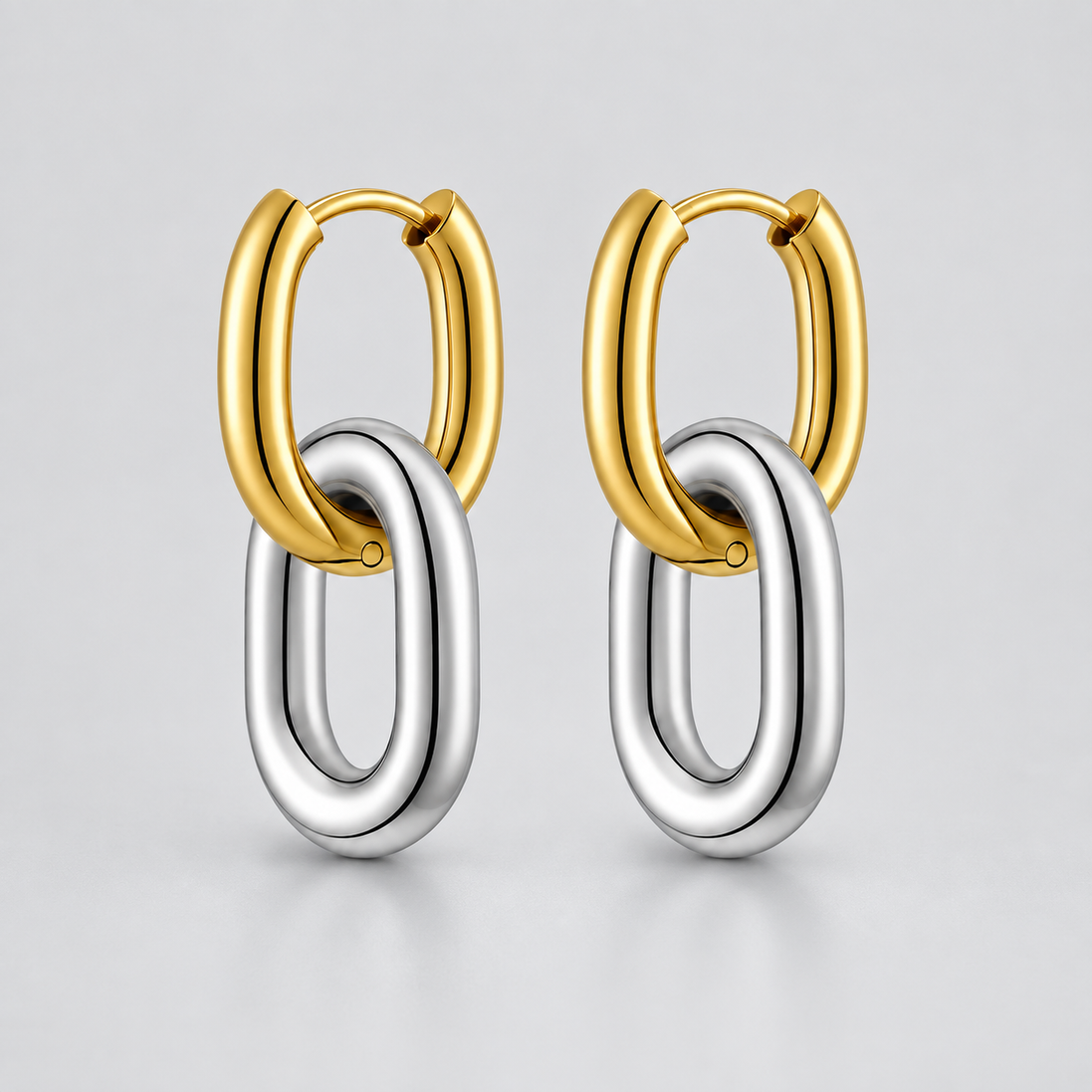 Vittoria Two-Tone Link Hoop Earrings