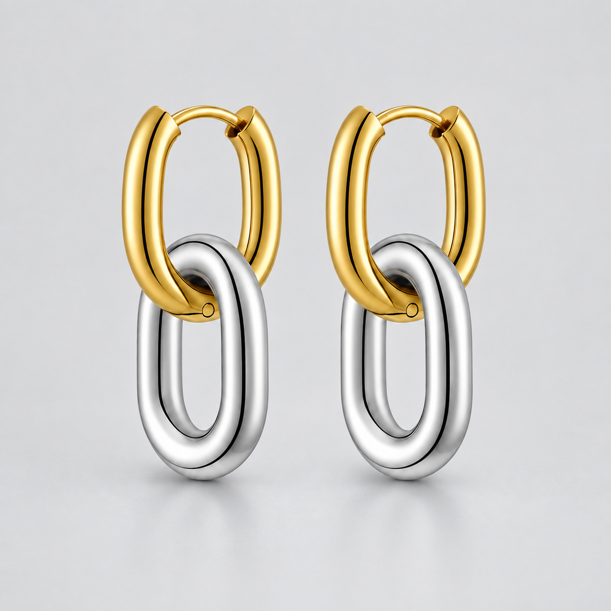 Vittoria Two-Tone Link Hoop Earrings