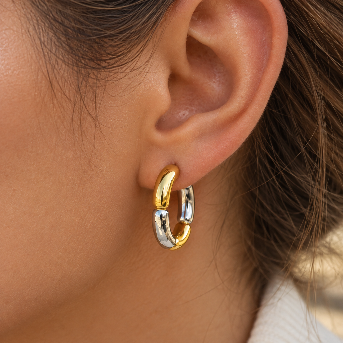 Aria Two-Tone Hoops