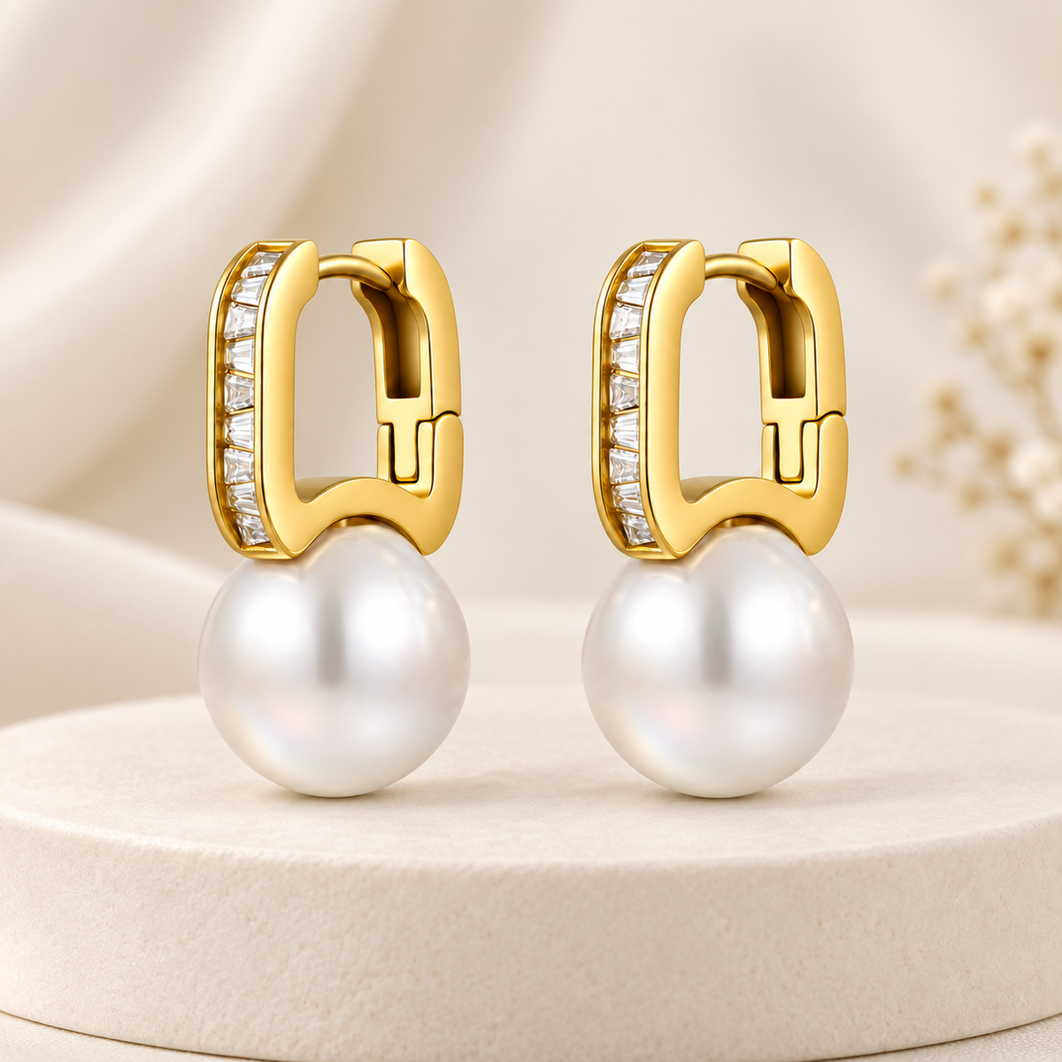 Pearl Huggie Earrings