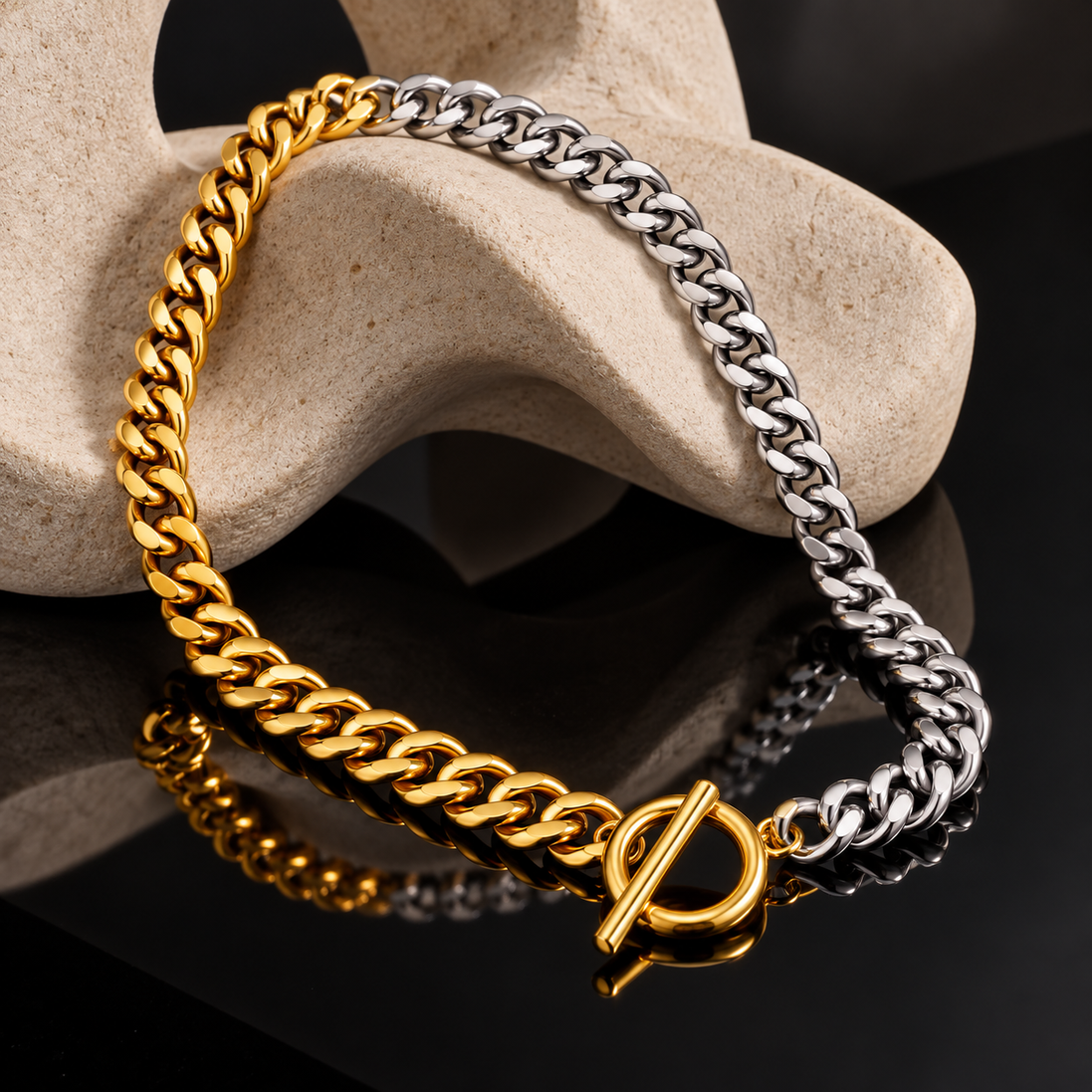 Doppio Two-Tone Cuban Necklace