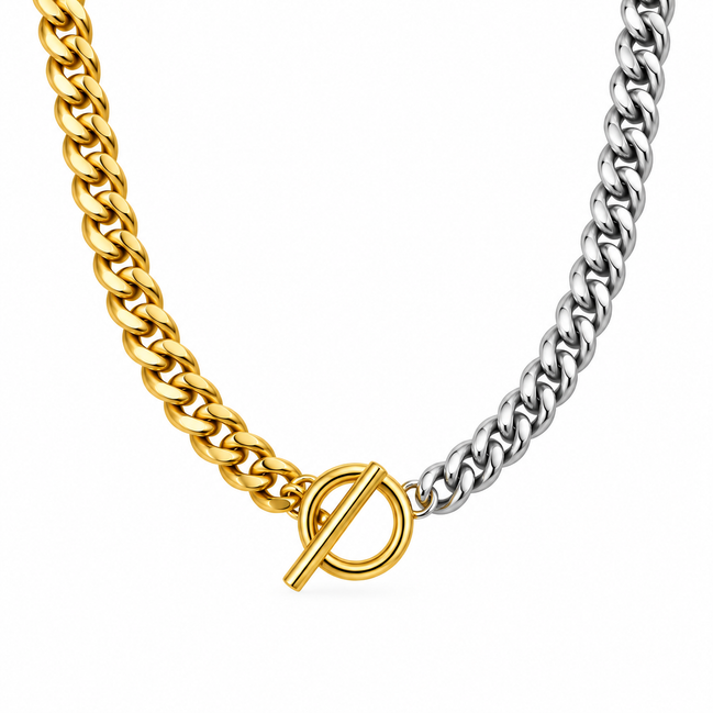 Doppio Two-Tone Cuban Necklace