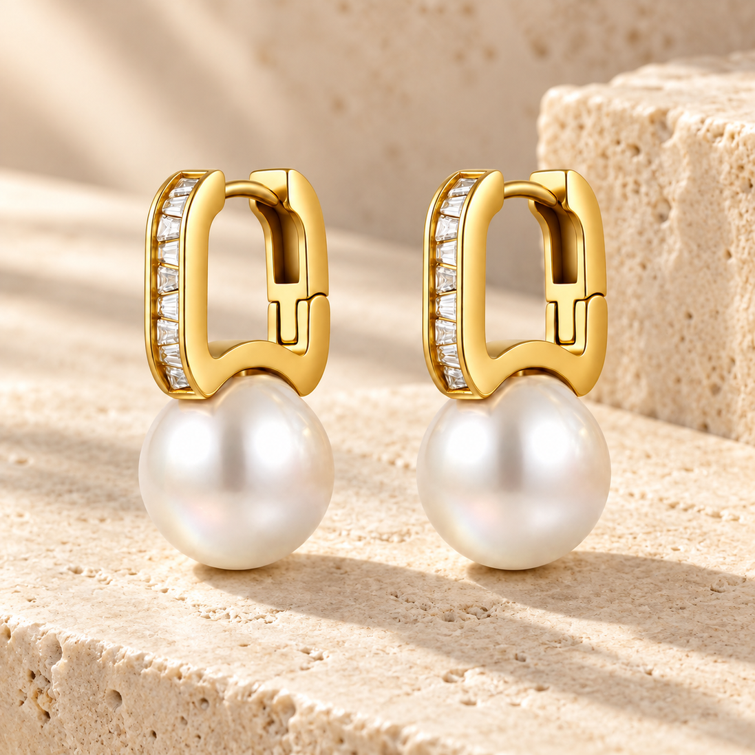 Pearl Huggie Earrings