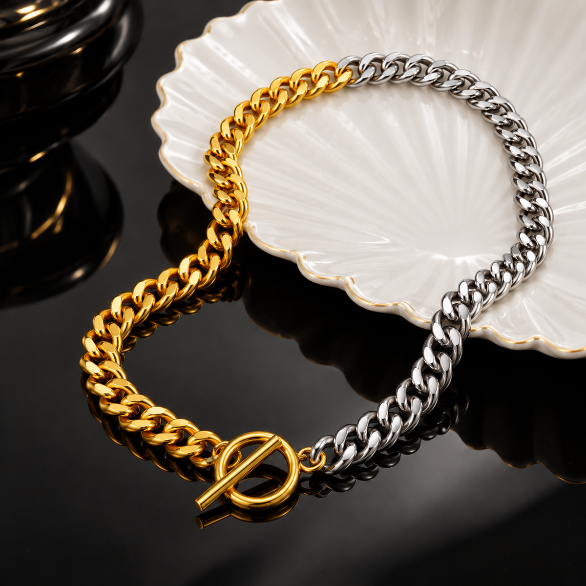 Doppio Two-Tone Cuban Necklace